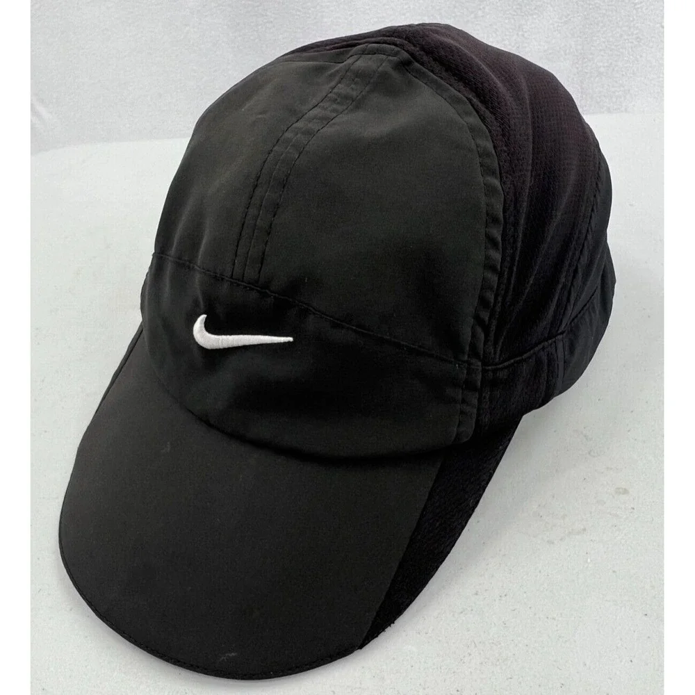 Nike Featherlight 7 Panel Hat Gray White Swoosh Dri-fit‎ Strapback Baseball Cap